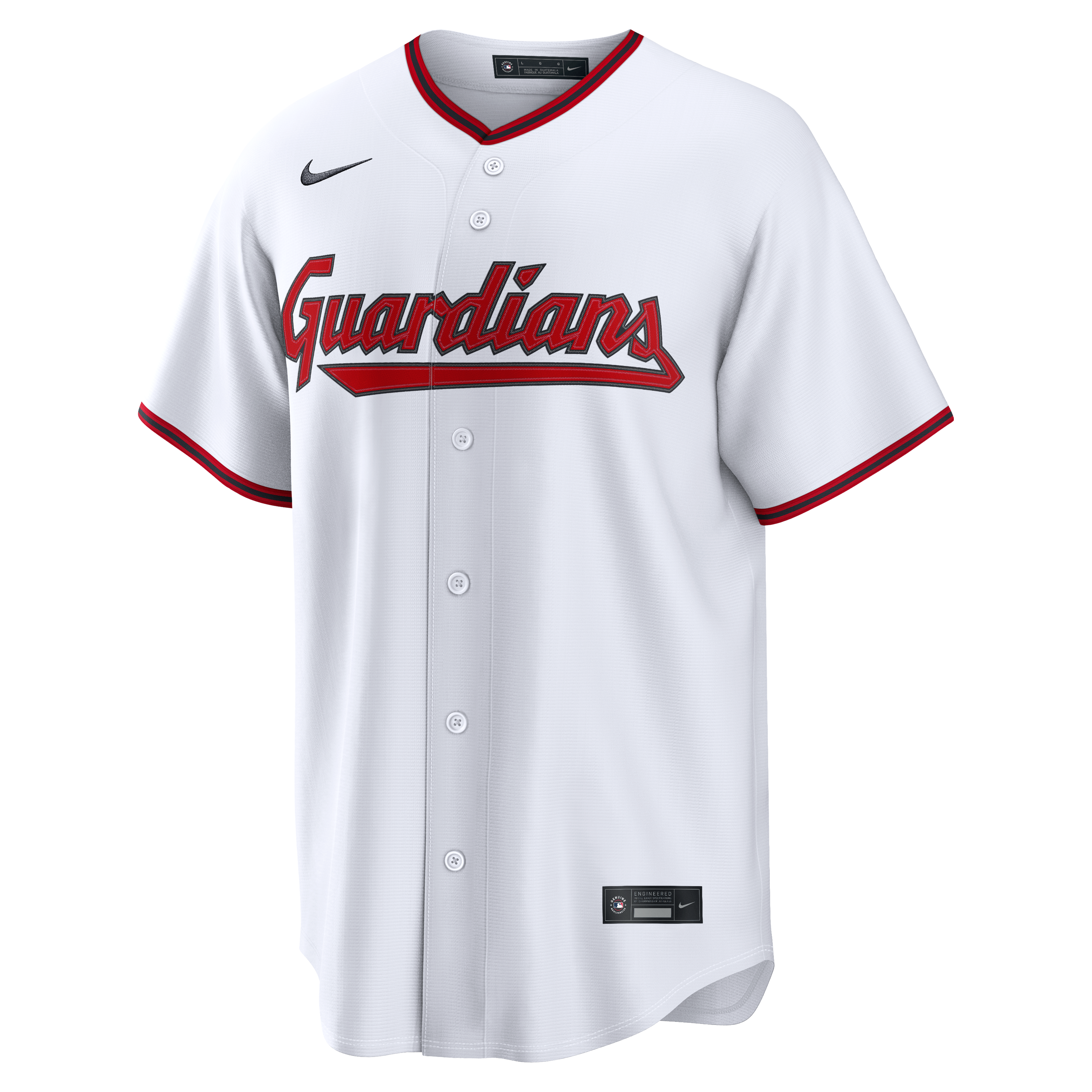 Men's Cleveland Guardians Nike White Home Replica Custom Jersey - 3