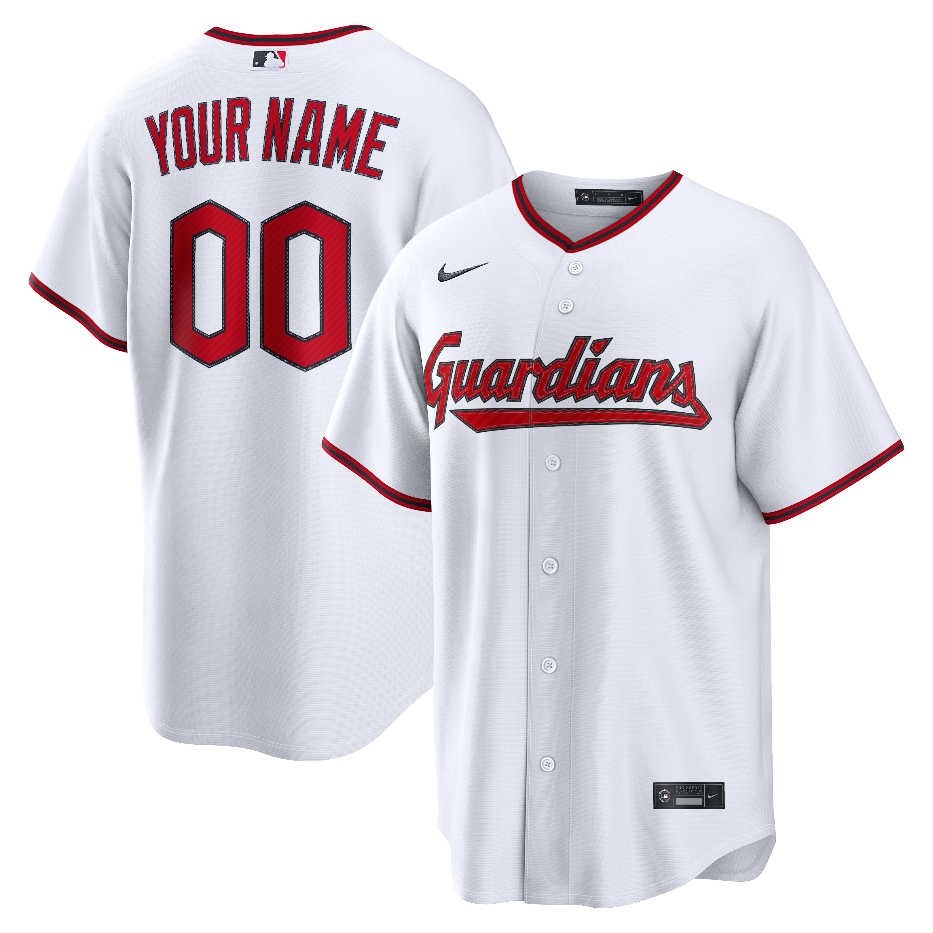 Men's Cleveland Guardians Nike White Home Replica Custom Jersey