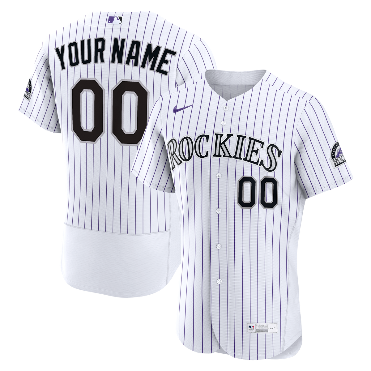 Men's Colorado Rockies Nike White Home Authentic Custom Jersey - 2