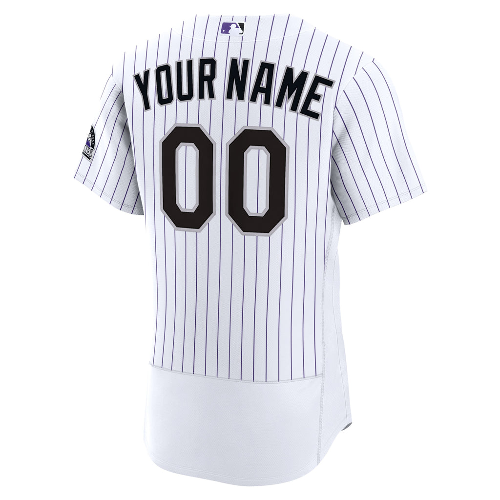 Men's Colorado Rockies Nike White Home Authentic Custom Jersey - 4