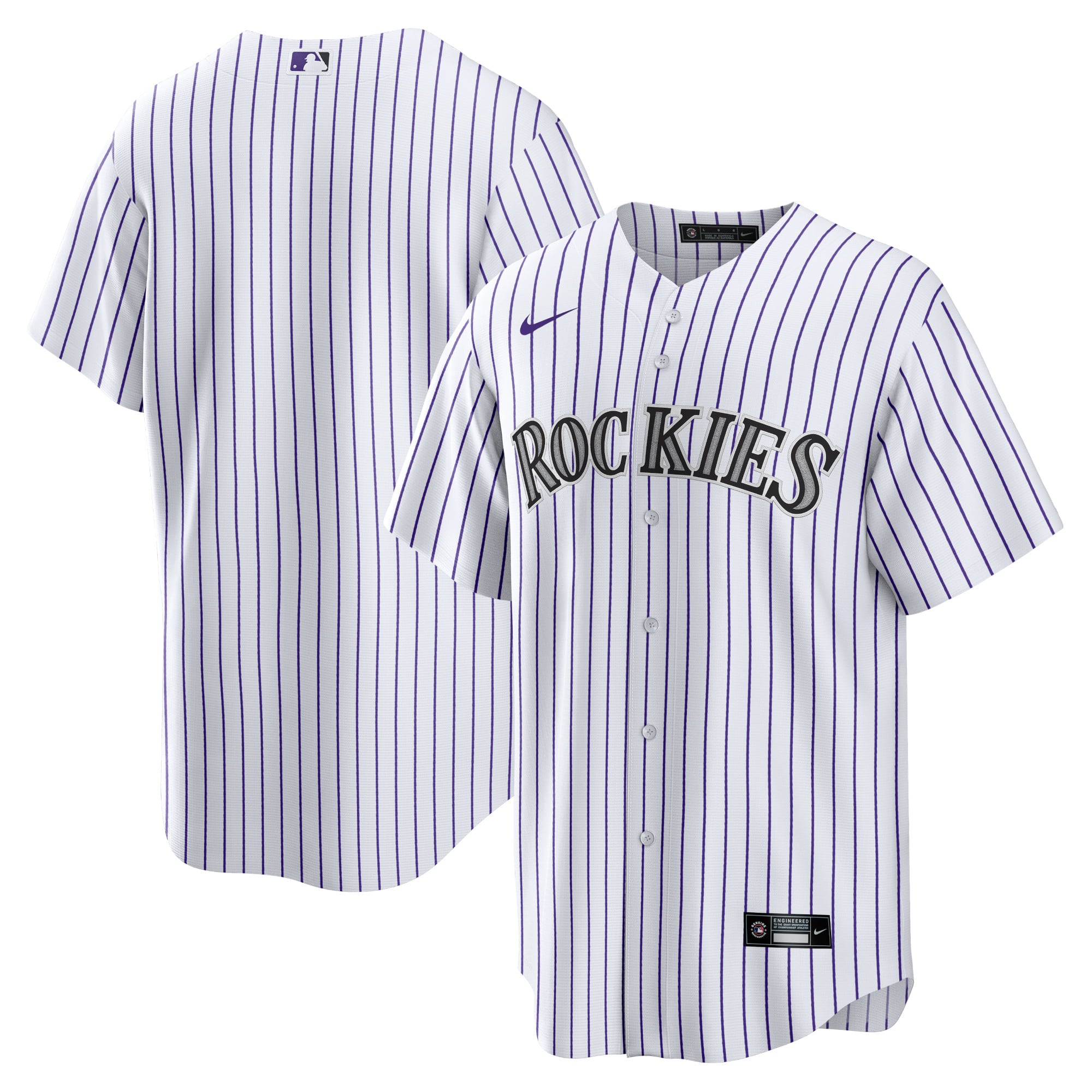 Men's Colorado Rockies Nike White Home Blank Replica Jersey - 2