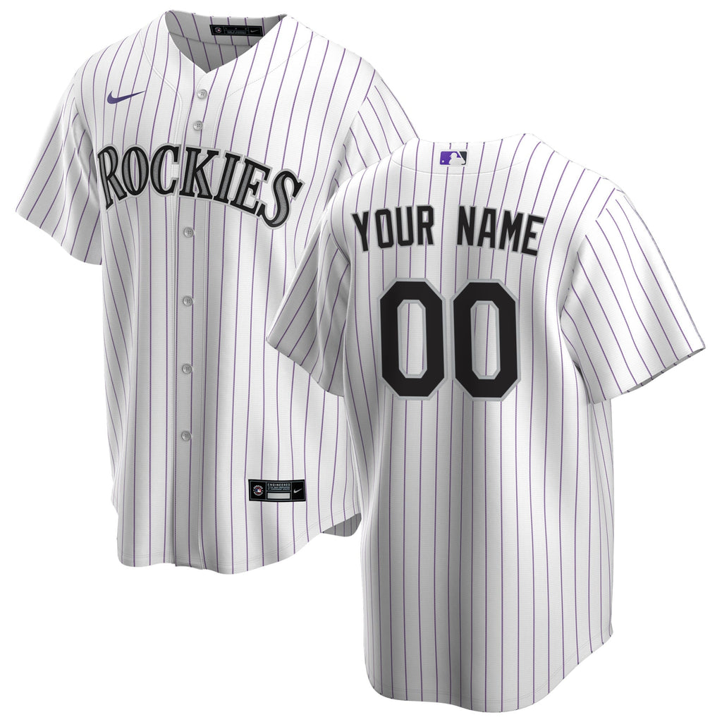 Men's Colorado Rockies Nike White Home Replica Custom Jersey - 2