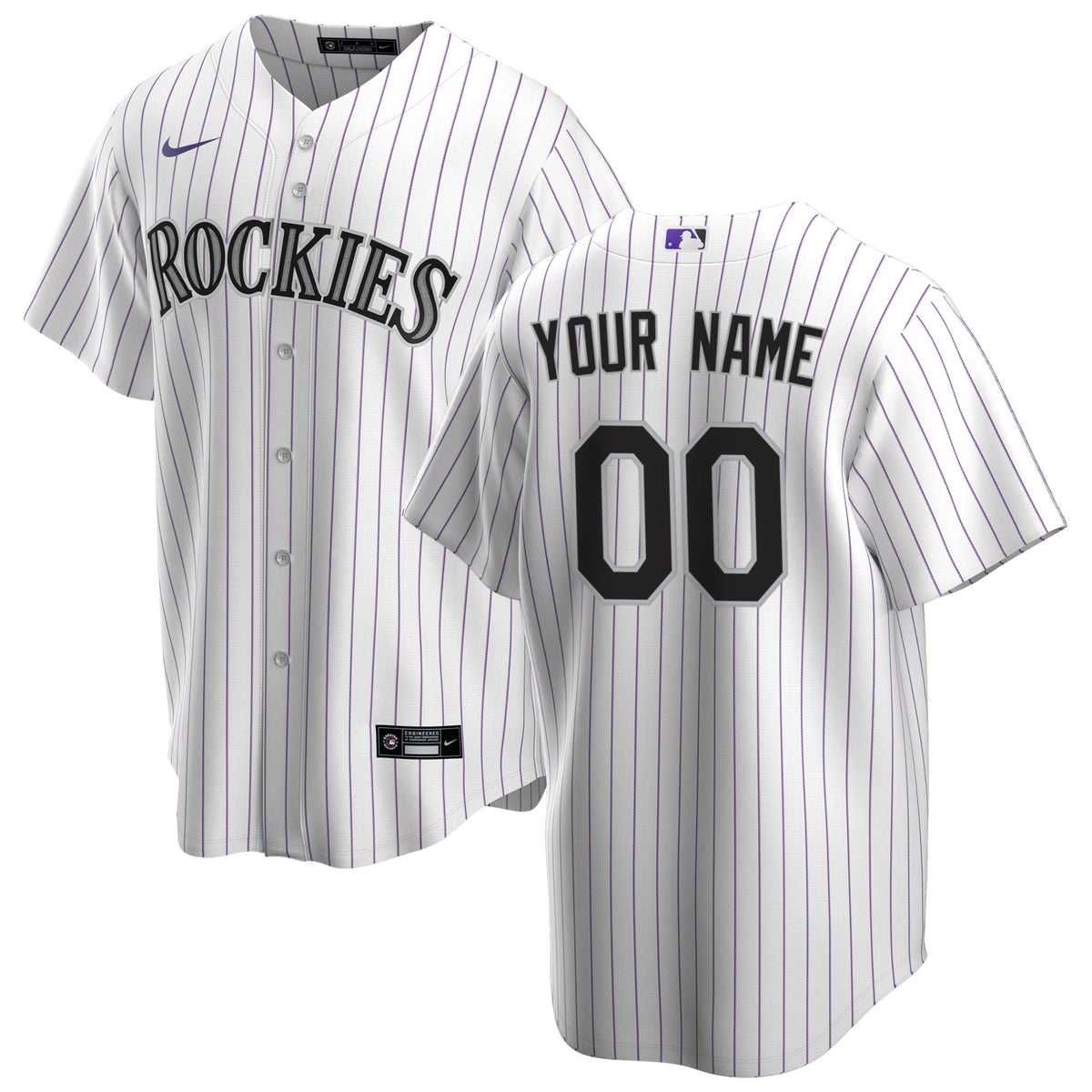 Men's Colorado Rockies Nike White Home Replica Custom Jersey - 2