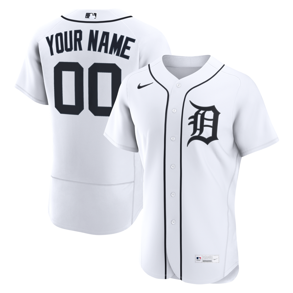 Men's Detroit Tigers Nike White Home Authentic Custom Jersey - 2