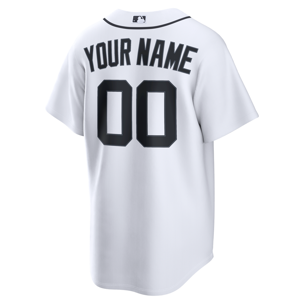 Men's Detroit Tigers Nike White Home Replica Custom Jersey - 4