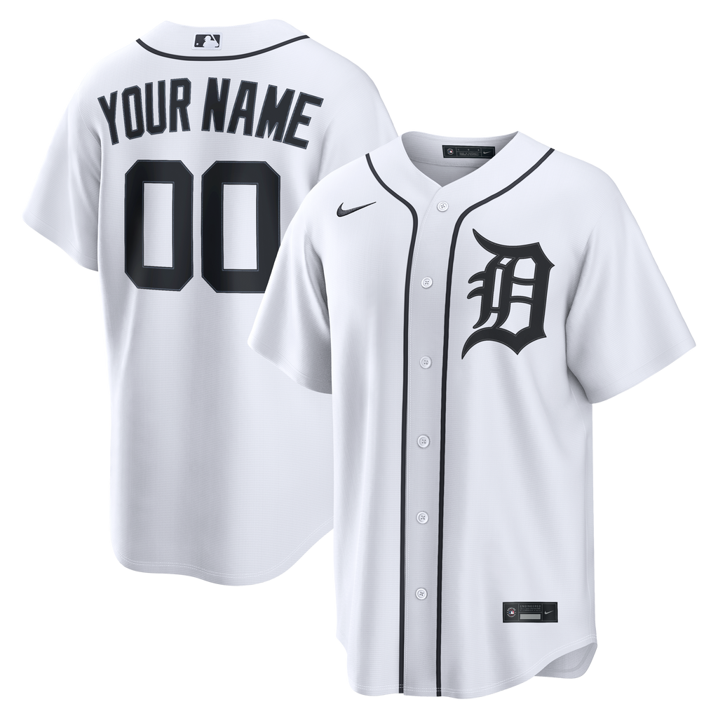 Men's Detroit Tigers Nike White Home Replica Custom Jersey