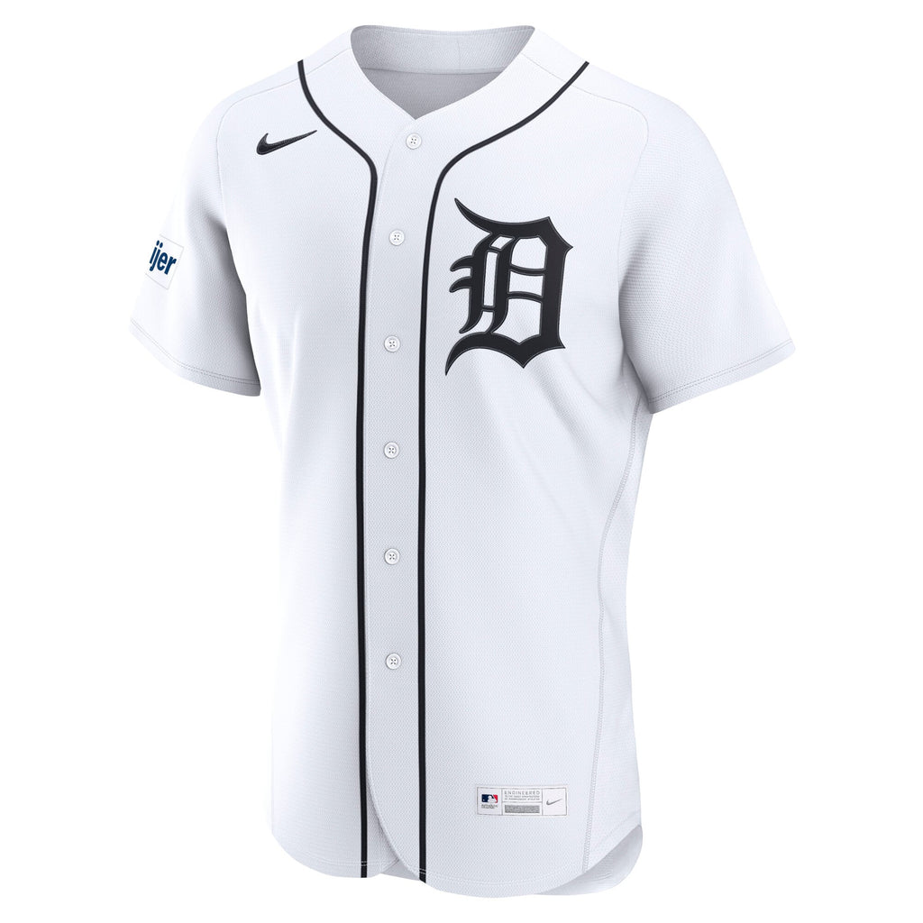 Men's Detroit Tigers Nike White Home Sponsor Patch Authentic Jersey - 3