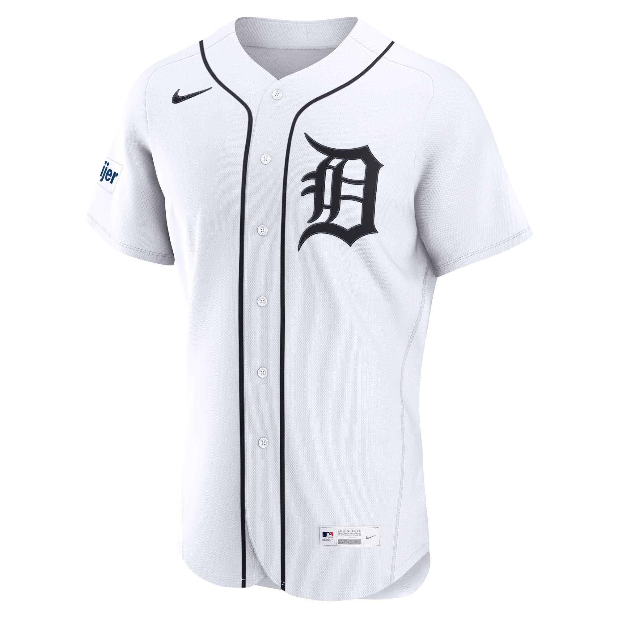 Men's Detroit Tigers Nike White Home Sponsor Patch Authentic Jersey - 3