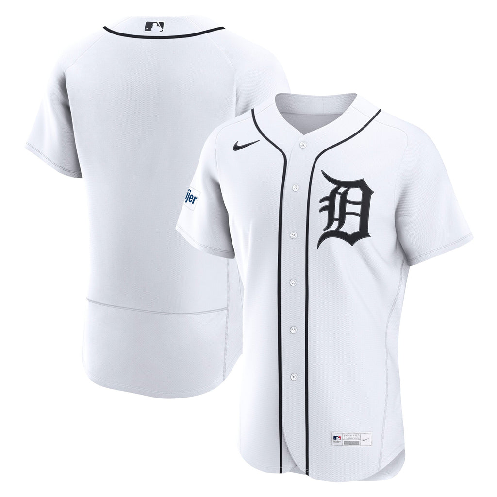 Men's Detroit Tigers Nike White Home Sponsor Patch Authentic Jersey