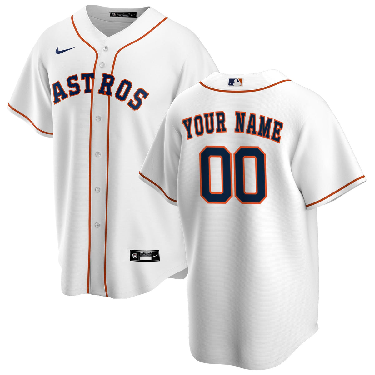 Men's Houston Astros Nike White Home Replica Custom Jersey - 2