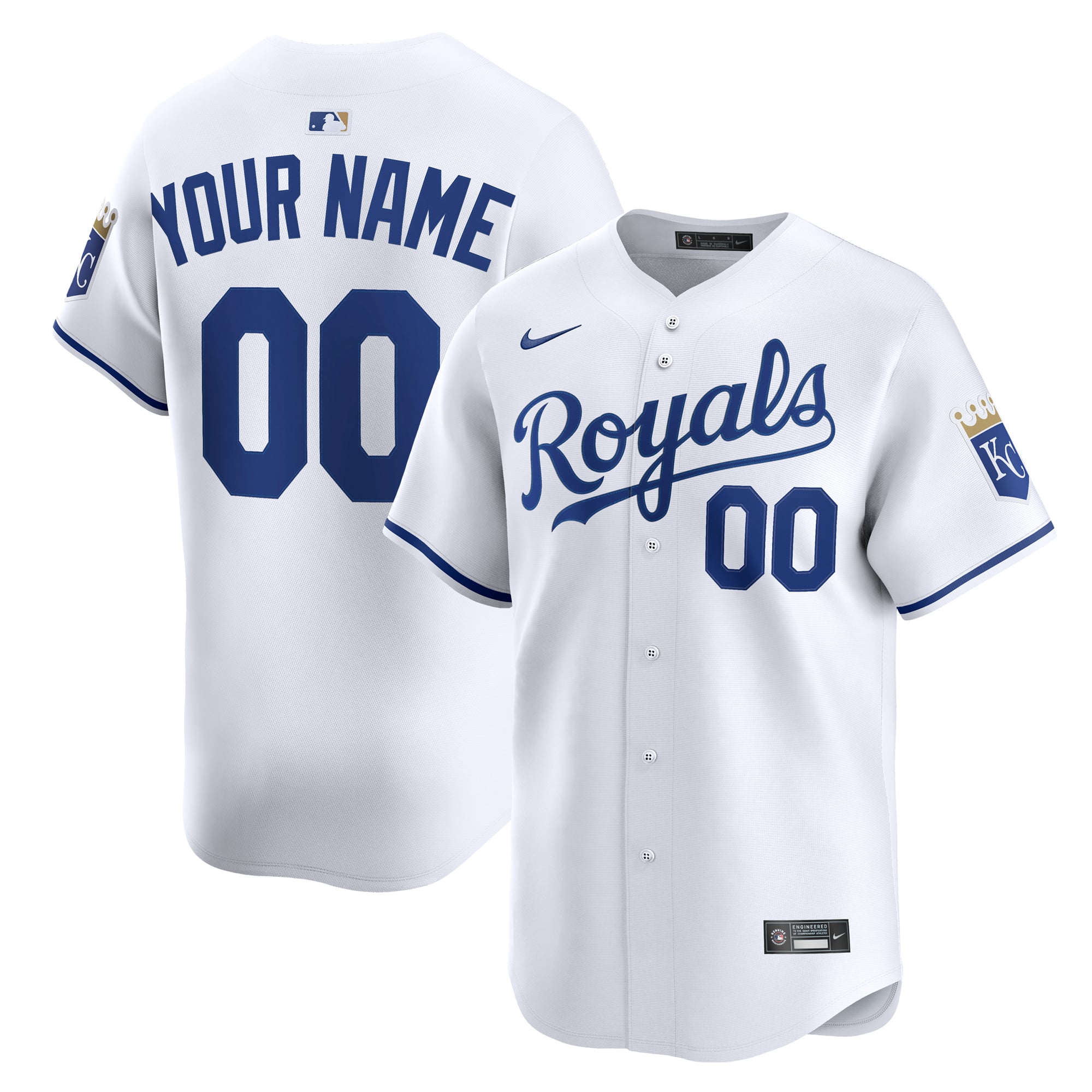 Men's Kansas City Royals Nike White Home Limited Custom Jersey - 2