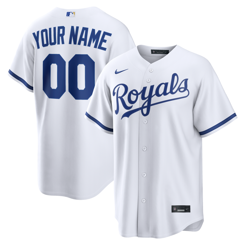 Men's Kansas City Royals Nike White Home Replica Custom Jersey - 2