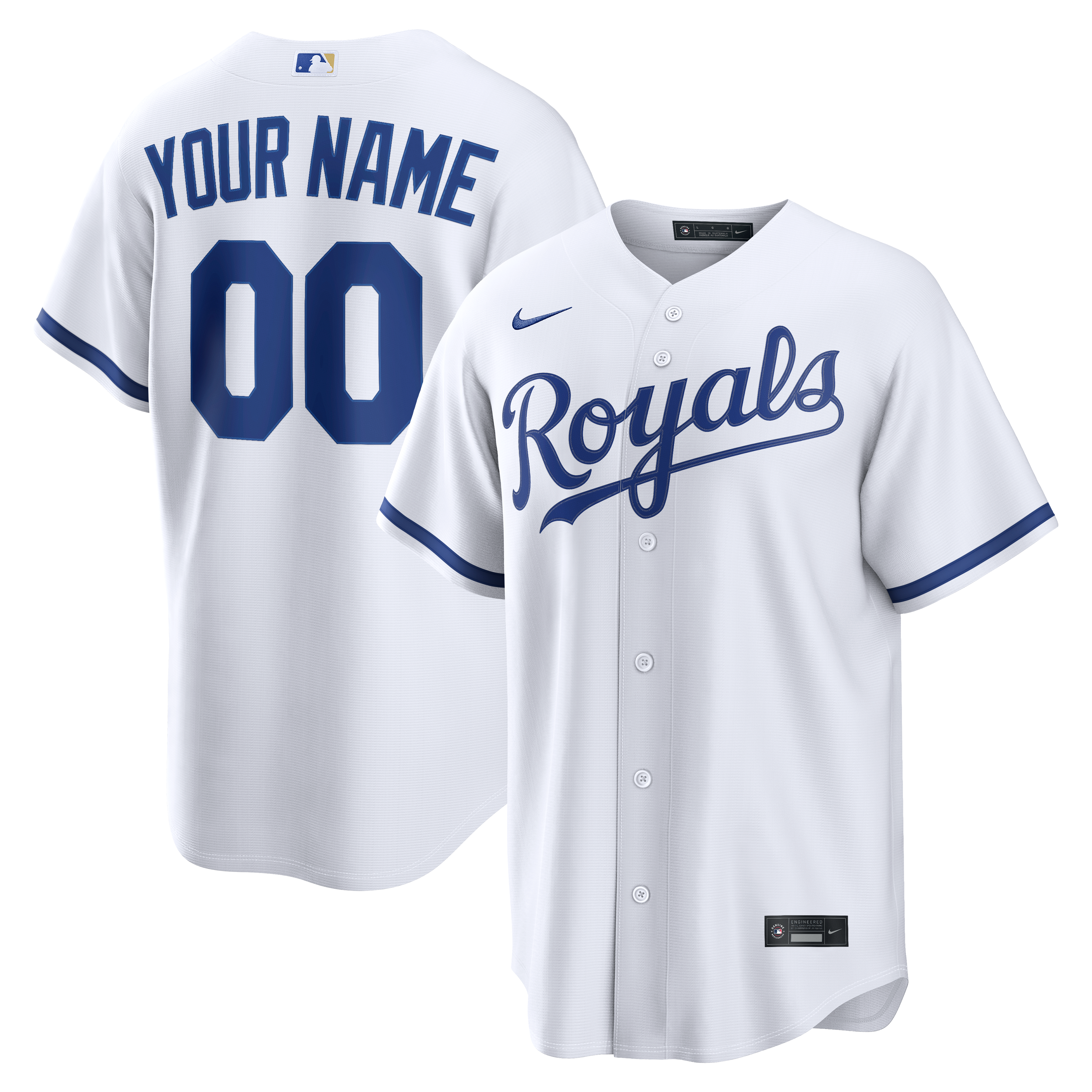 Men's Kansas City Royals Nike White Home Replica Custom Jersey
