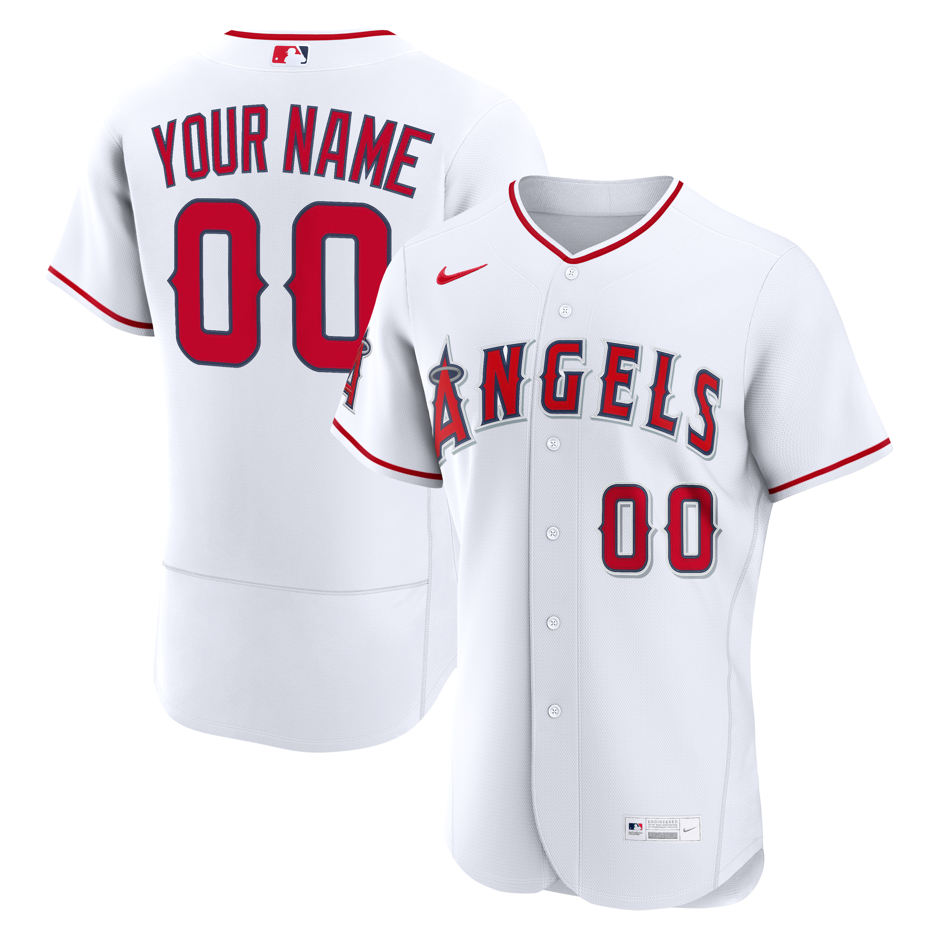 Men's Los Angeles Angels Nike White Home Authentic Custom Jersey - 2