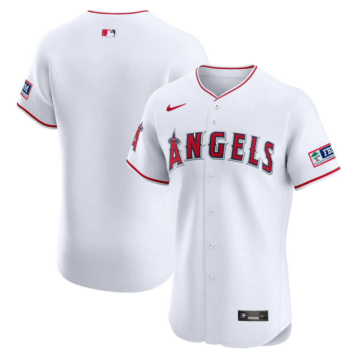 Men's Los Angeles Angels Nike White Home Elite Patch Jersey - 2