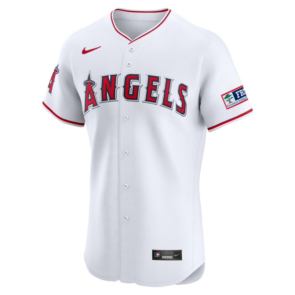 Men's Los Angeles Angels Nike White Home Elite Patch Jersey - 3