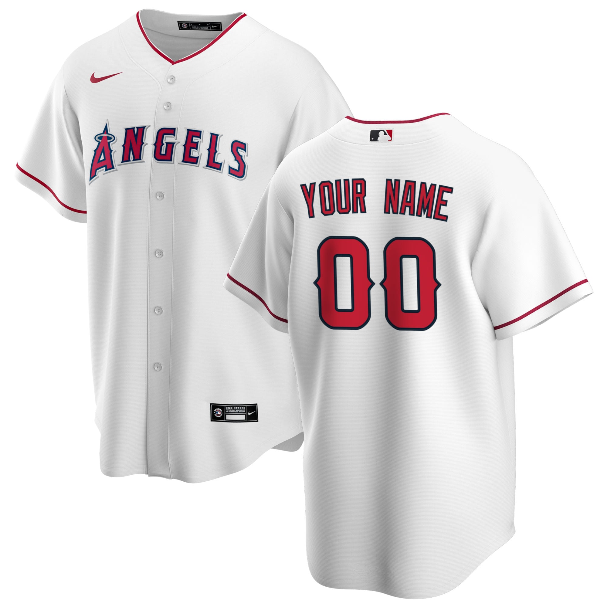 Men's Los Angeles Angels Nike White Home Replica Custom Jersey - 2