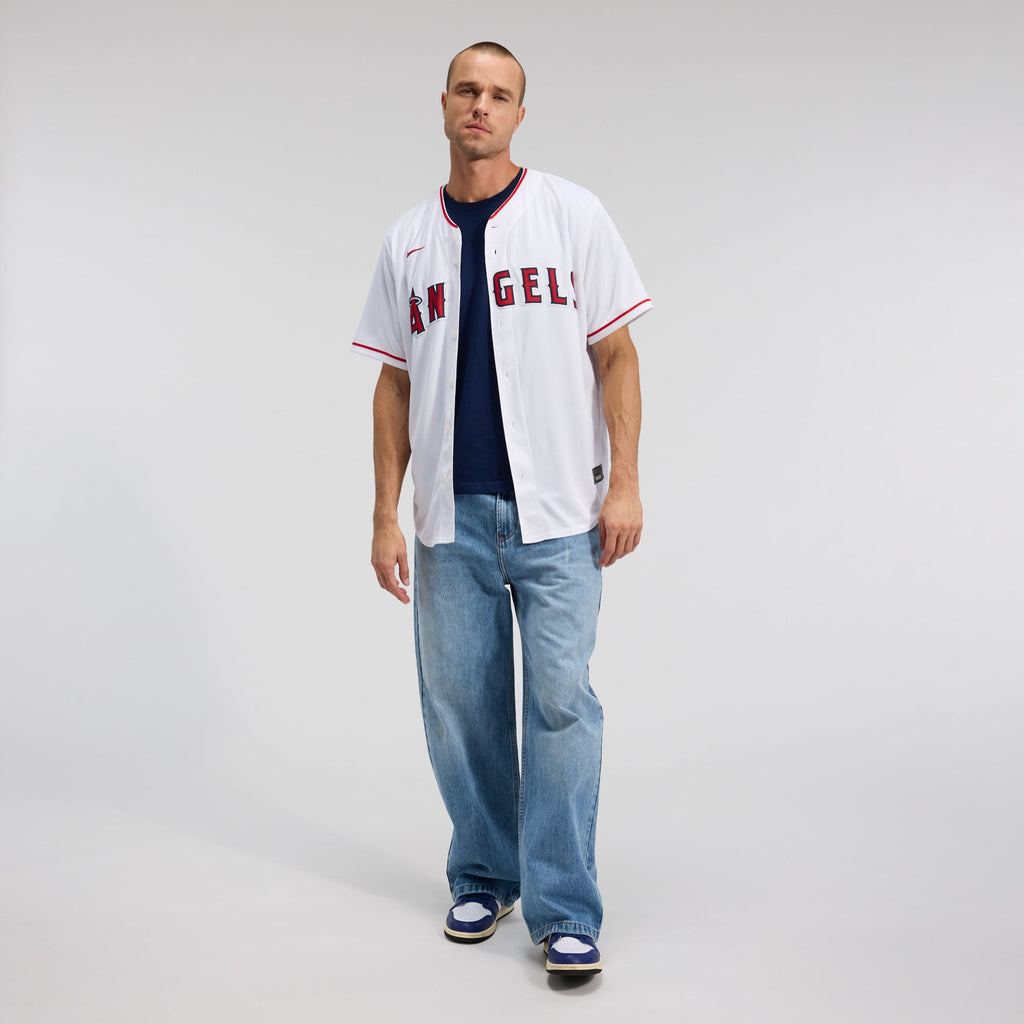 Men's Los Angeles Angels Nike White Home Replica Team Jersey - 4
