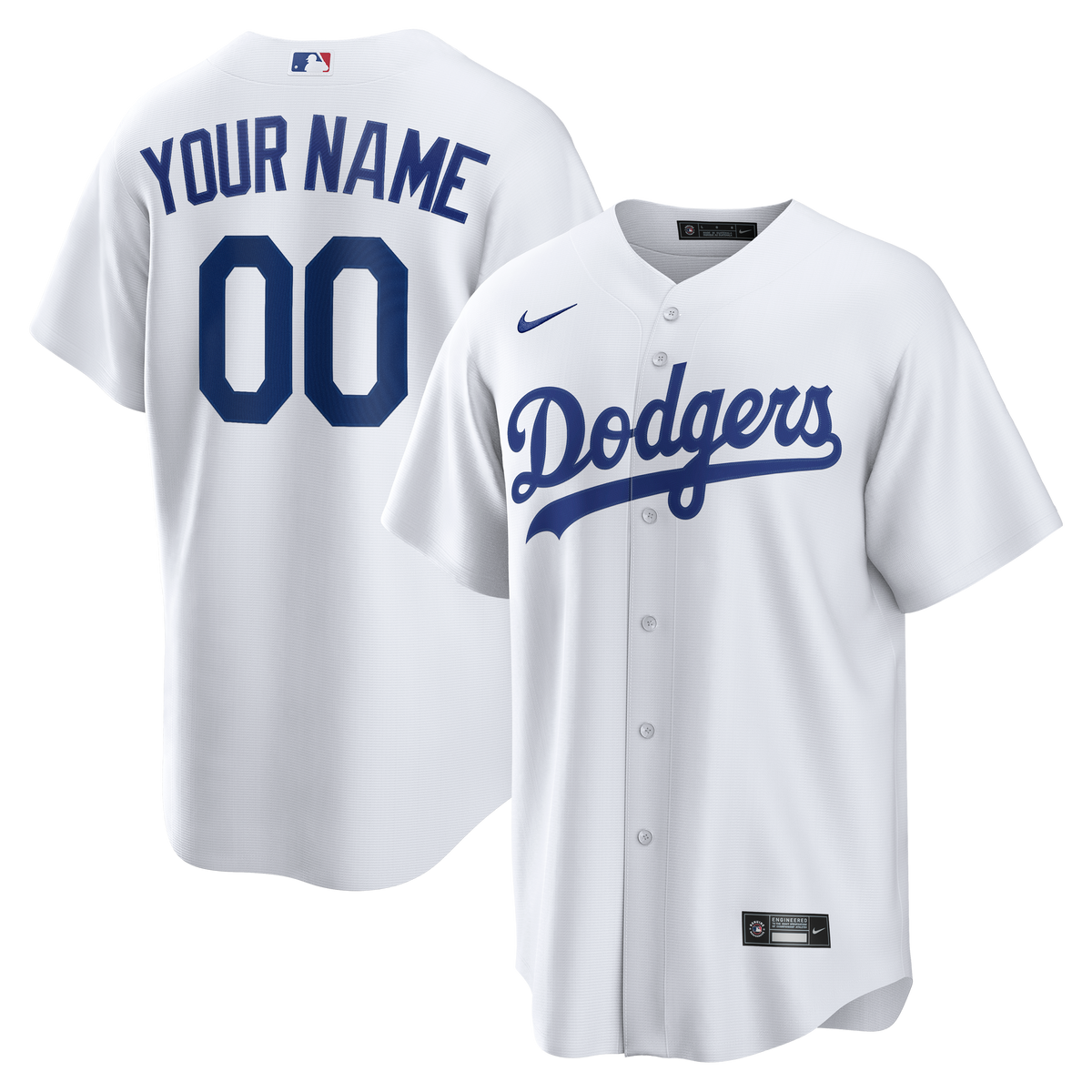 Men's Los Angeles Dodgers Nike White Home Replica Custom Jersey - 2