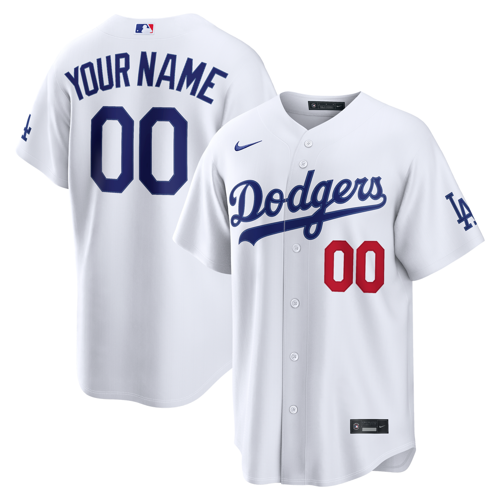 Men's Los Angeles Dodgers Nike White Home Stadium Custom Jersey - 2