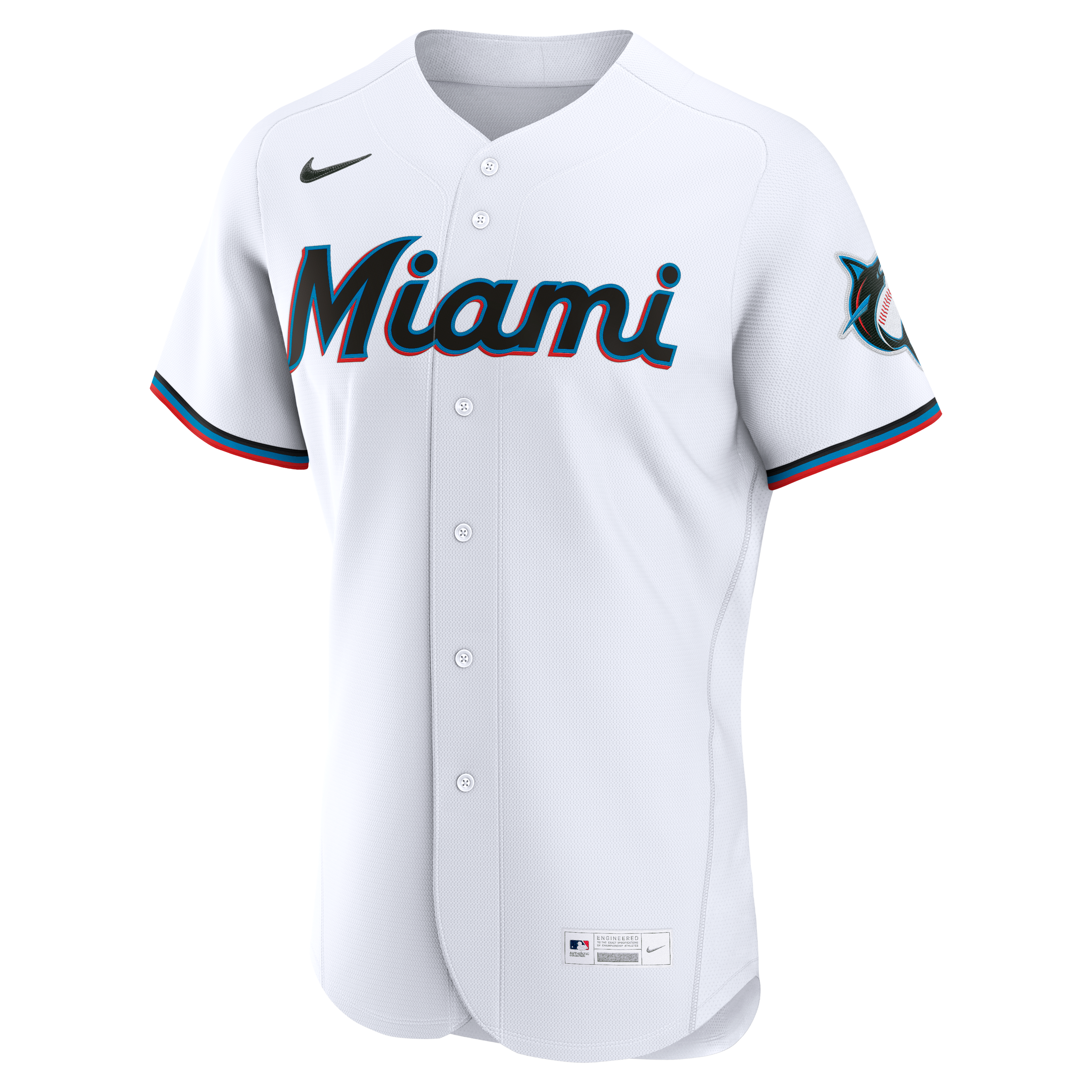 Men's Miami Marlins Nike White Home Authentic Custom Jersey - 3