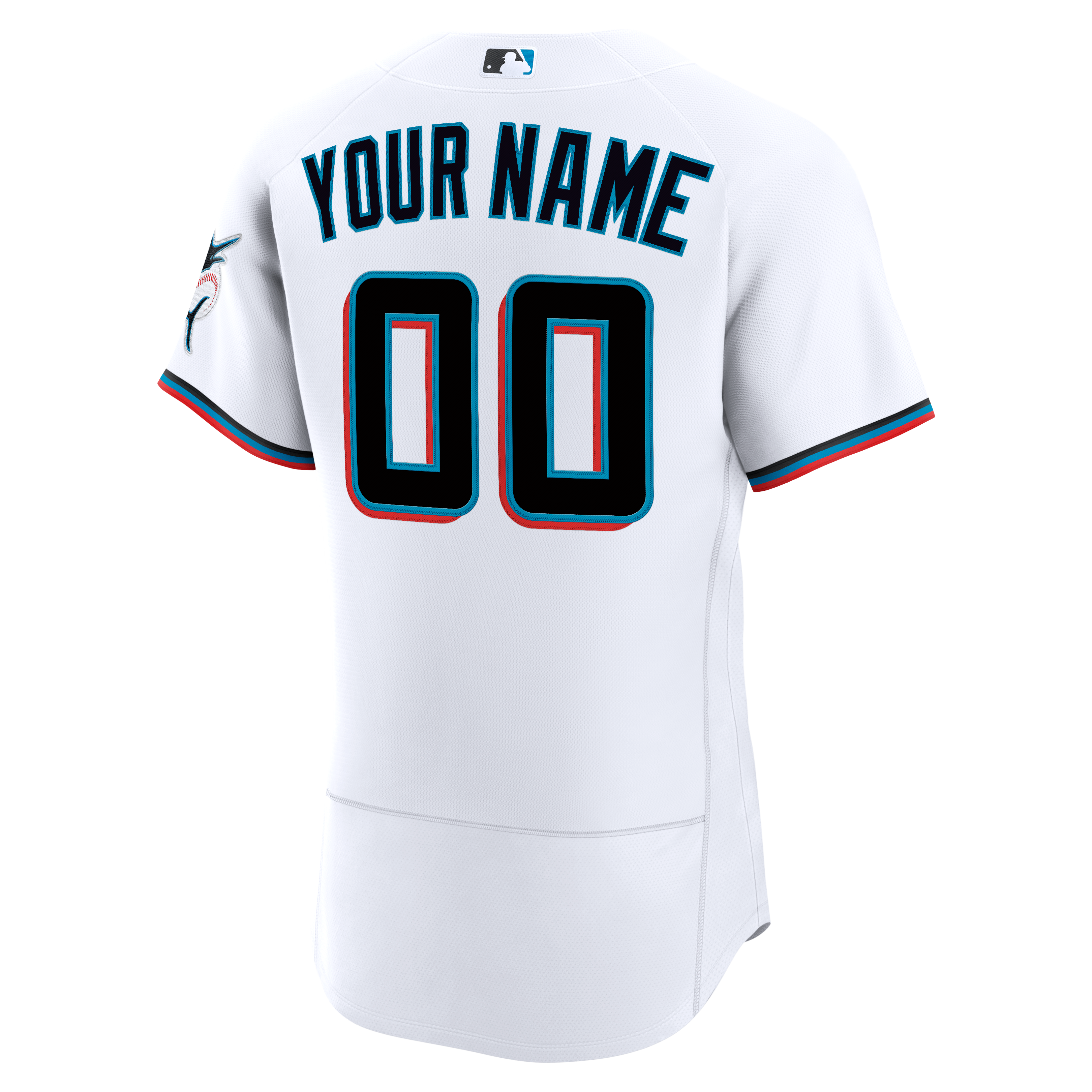 Men's Miami Marlins Nike White Home Authentic Custom Jersey - 4