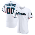 Men's Miami Marlins Nike White Home Authentic Custom Jersey