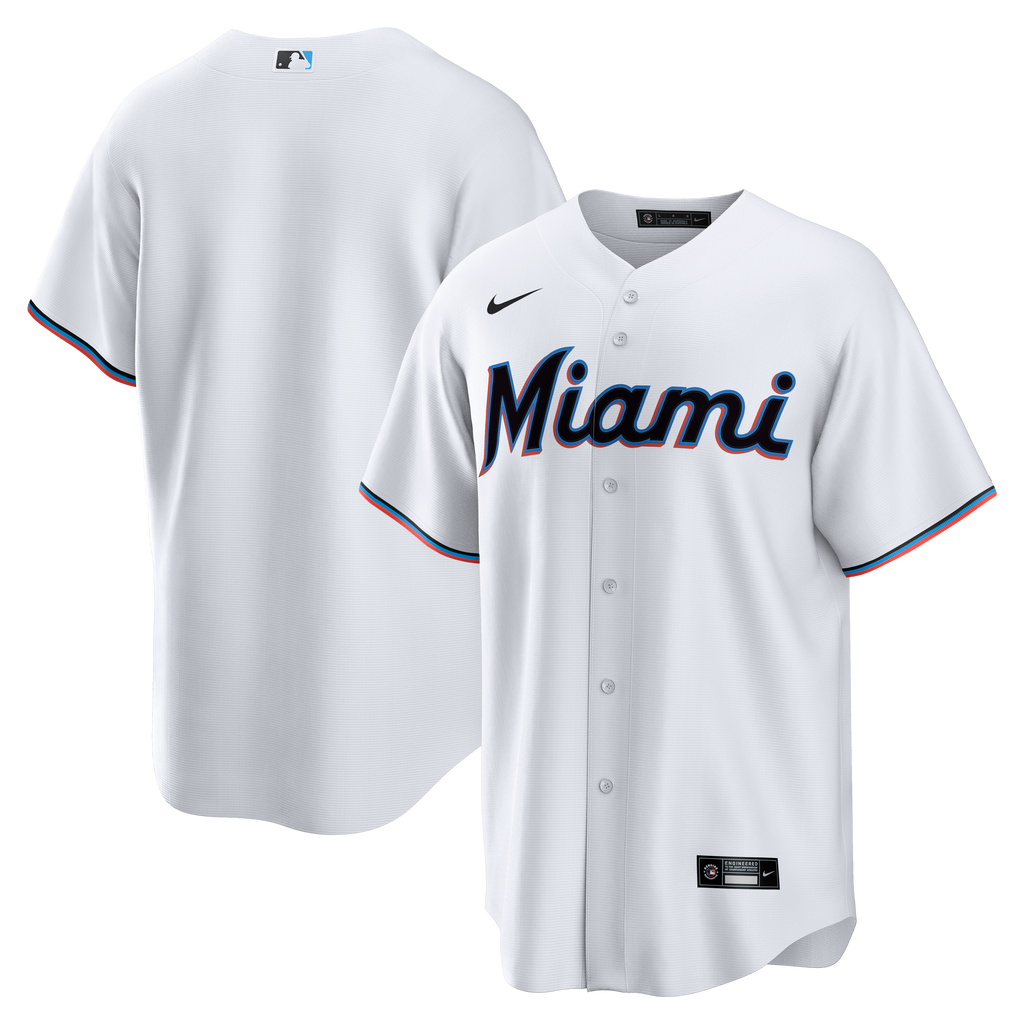 Men's Miami Marlins Nike White Home Big & Tall Replica Jersey - 2