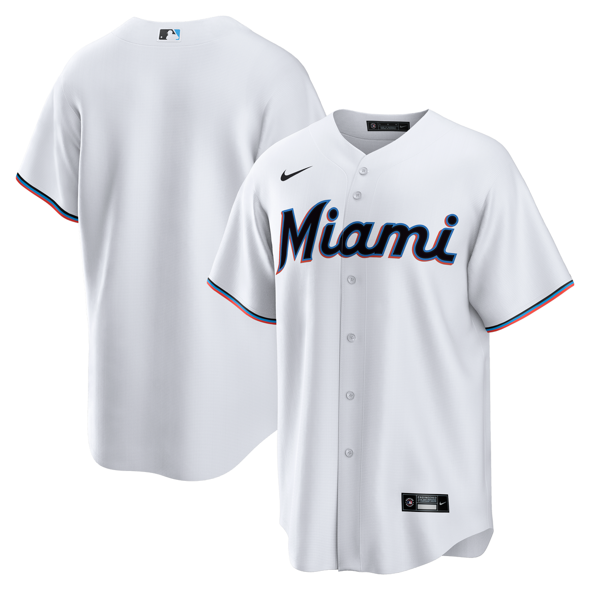 Men's Miami Marlins Nike White Home Big & Tall Replica Jersey - 2