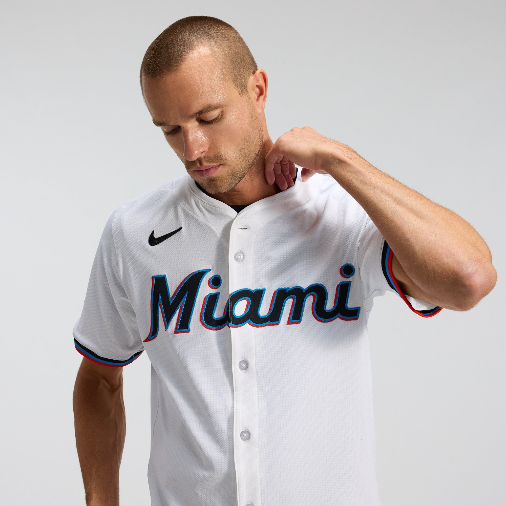 Men's Miami Marlins Nike White Home Elite Jersey - 11