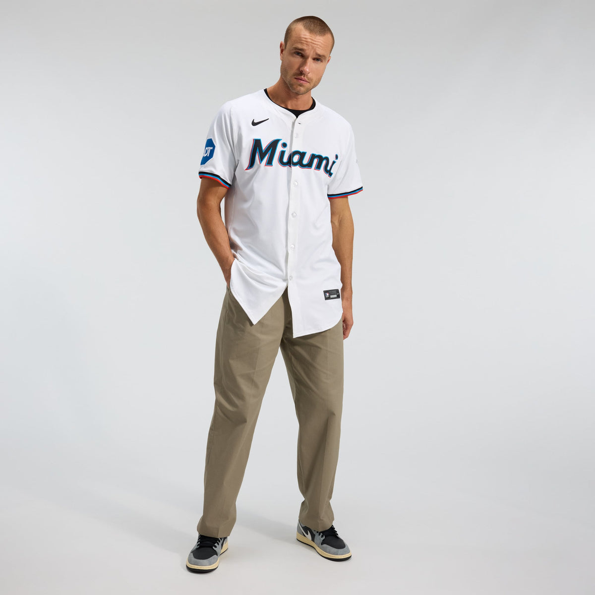 Men's Miami Marlins Nike White Home Elite Jersey - 4