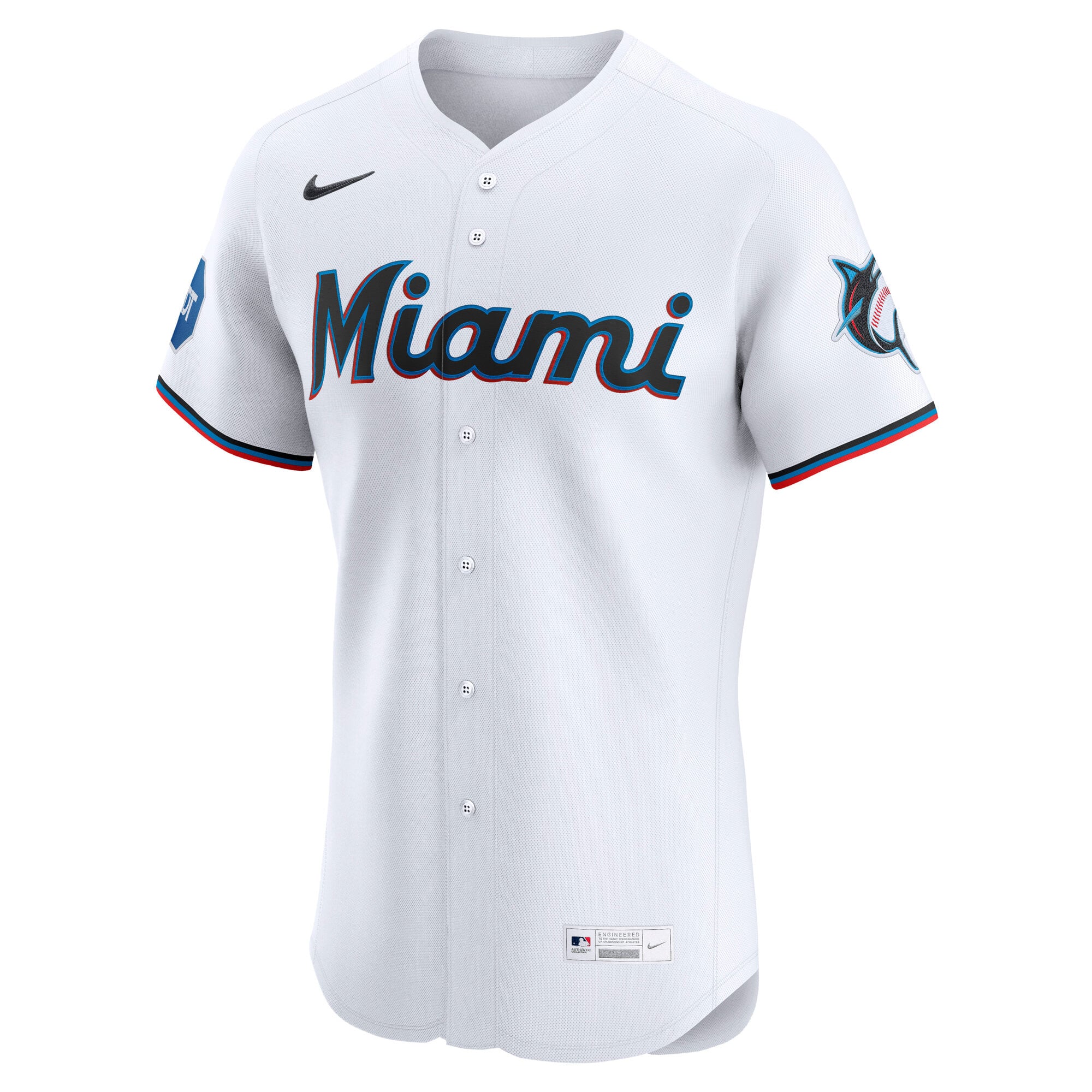 Men's Miami Marlins Nike White Home Elite Jersey - 6