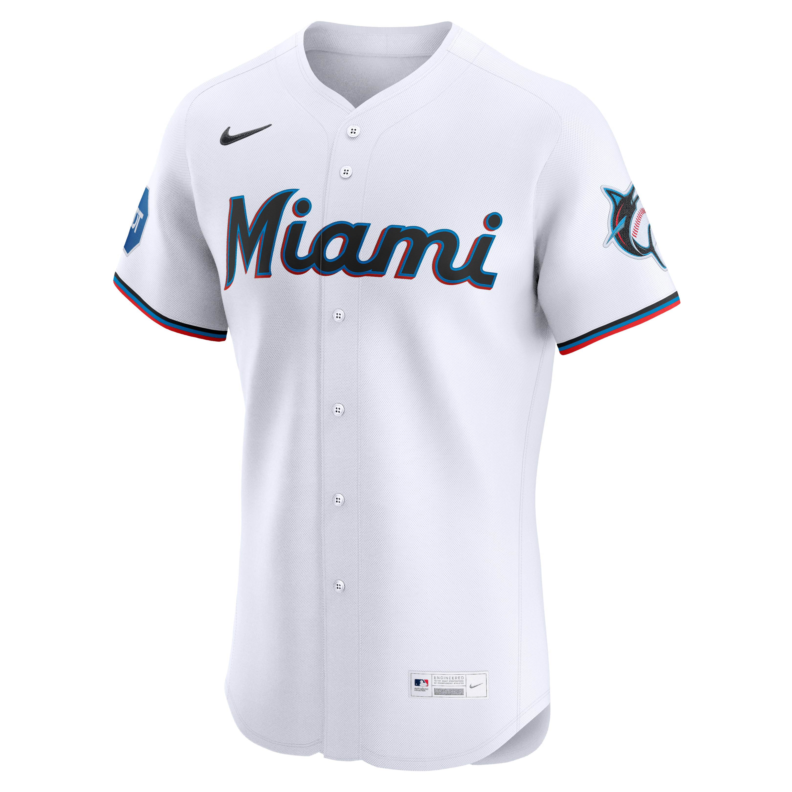 Men's Miami Marlins Nike White Home Elite Jersey - 7