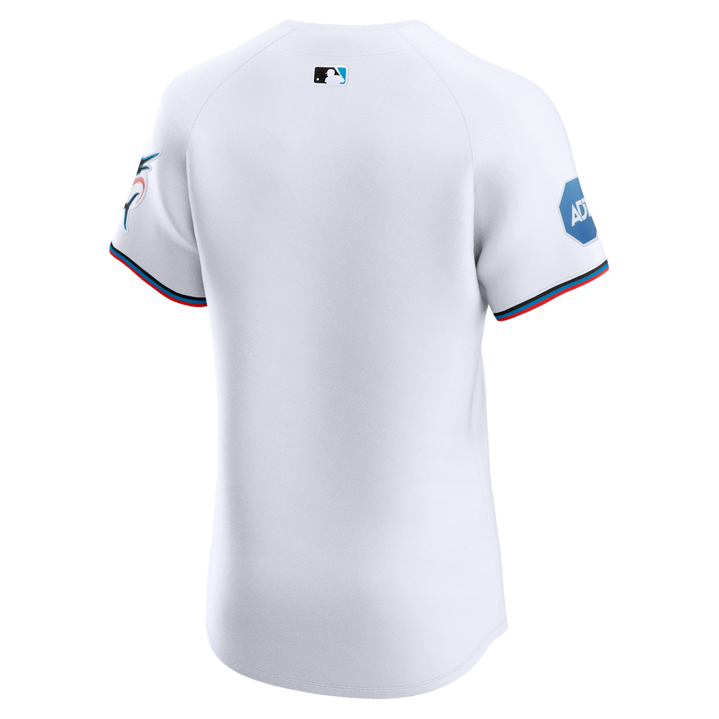 Men's Miami Marlins Nike White Home Elite Jersey - 8
