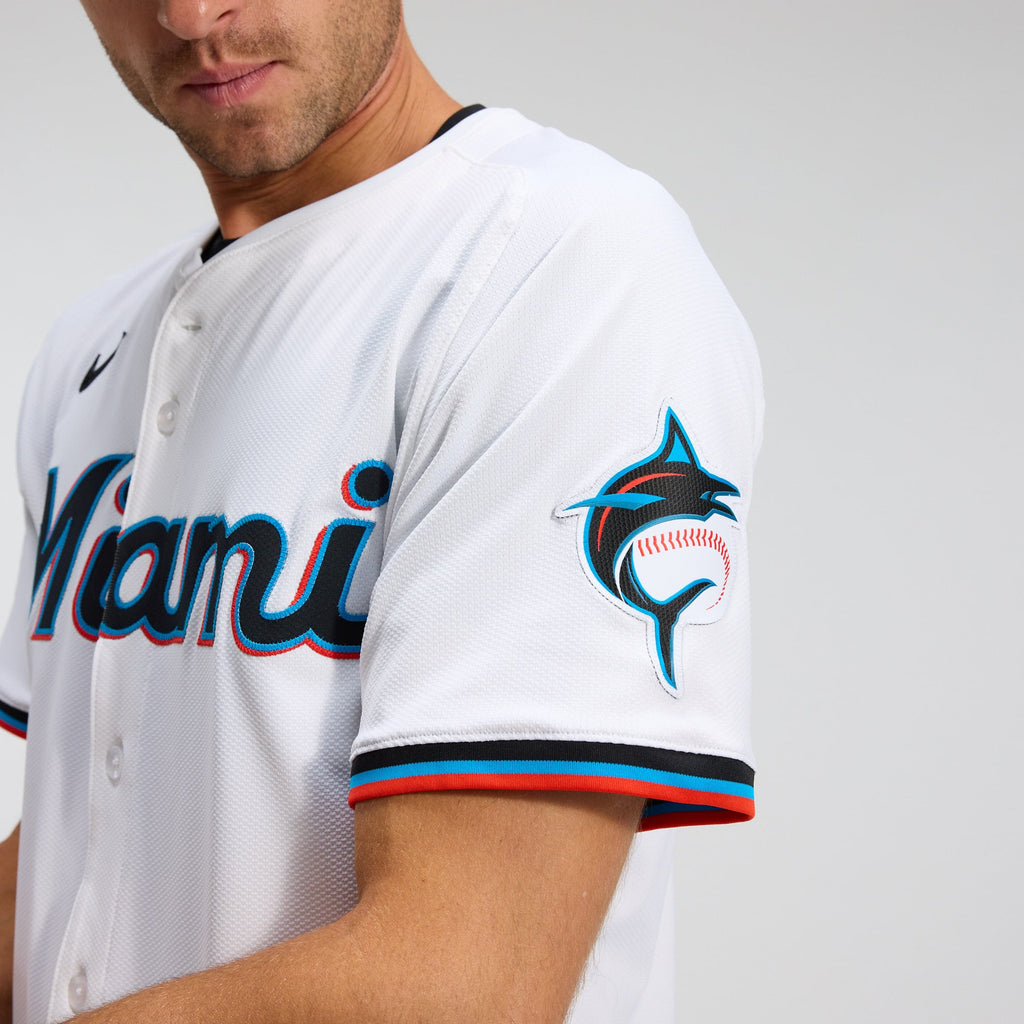 Men's Miami Marlins Nike White Home Elite Jersey - 9