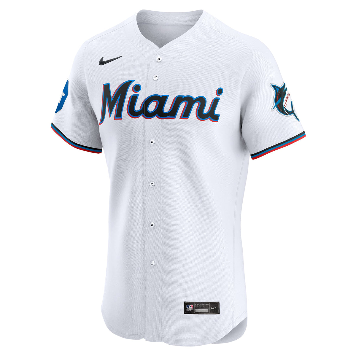 Men's Miami Marlins Nike White Home Elite Patch Jersey - 3