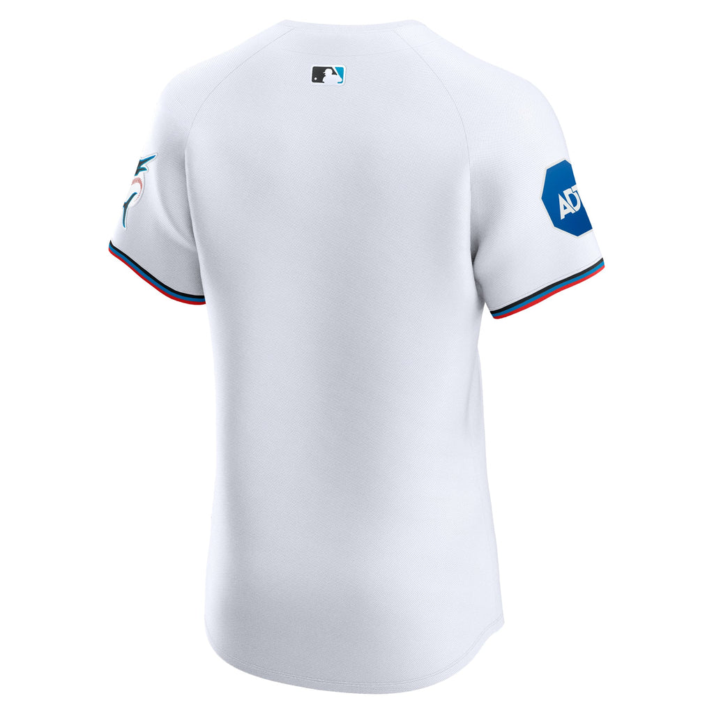 Men's Miami Marlins Nike White Home Elite Patch Jersey - 4