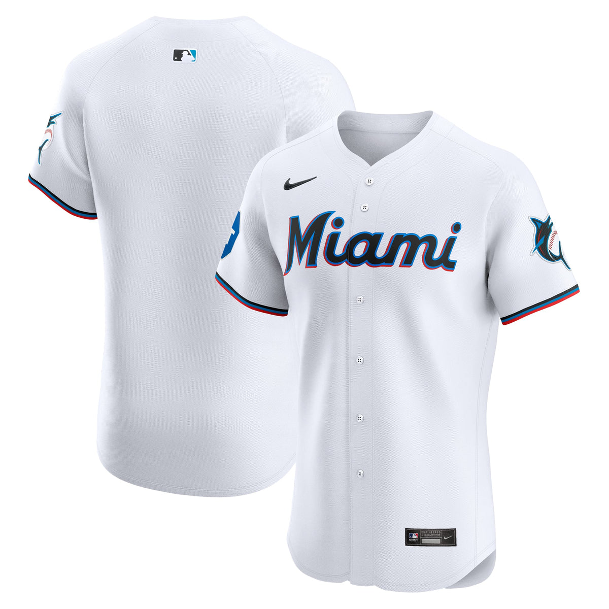 Men's Miami Marlins Nike White Home Elite Patch Jersey