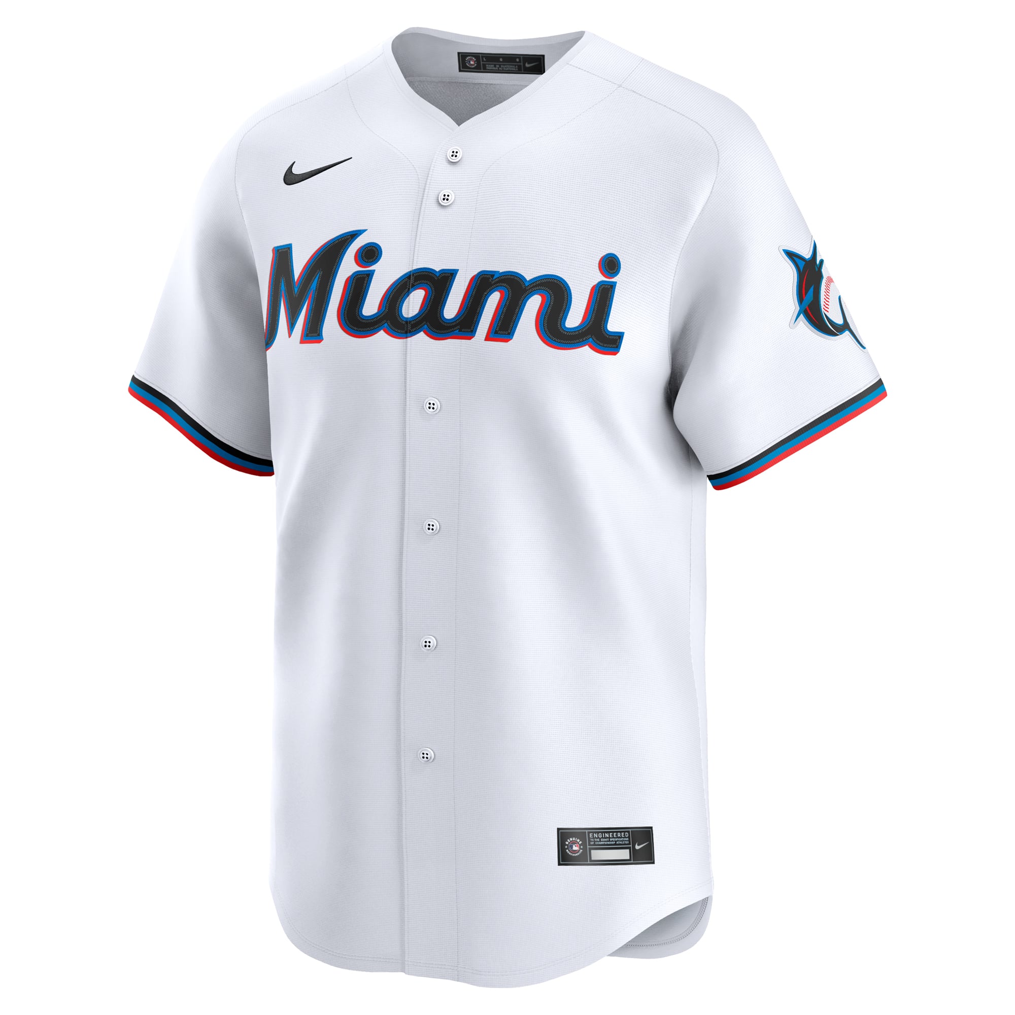Men's Miami Marlins Nike White Home Limited Custom Jersey - 3