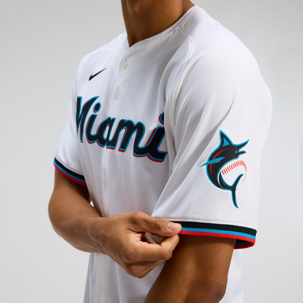 Men's Miami Marlins Nike White Home Limited Jersey - 8