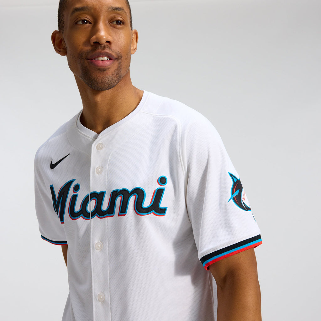 Men's Miami Marlins Nike White Home Limited Jersey - 10