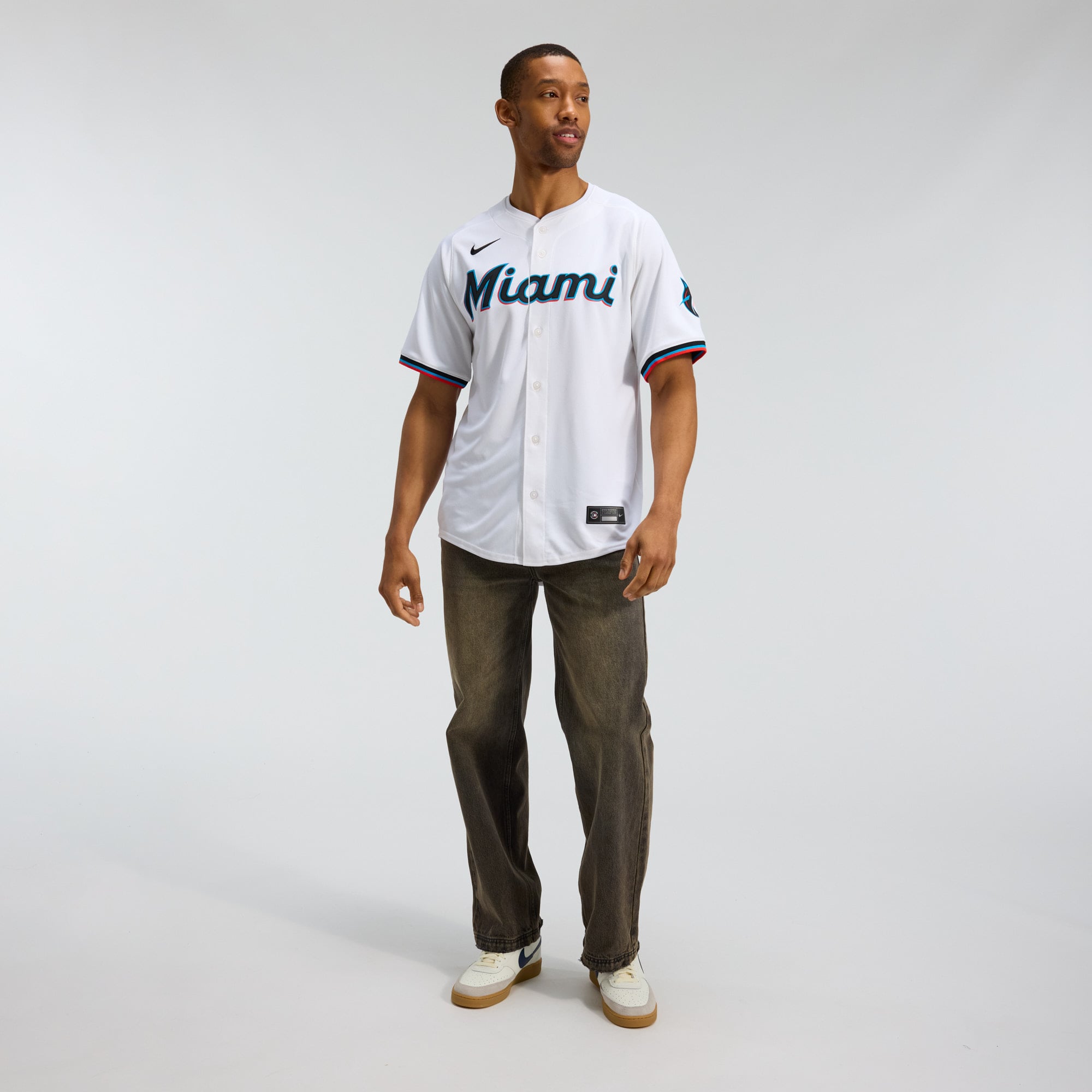 Men's Miami Marlins Nike White Home Limited Jersey - 4