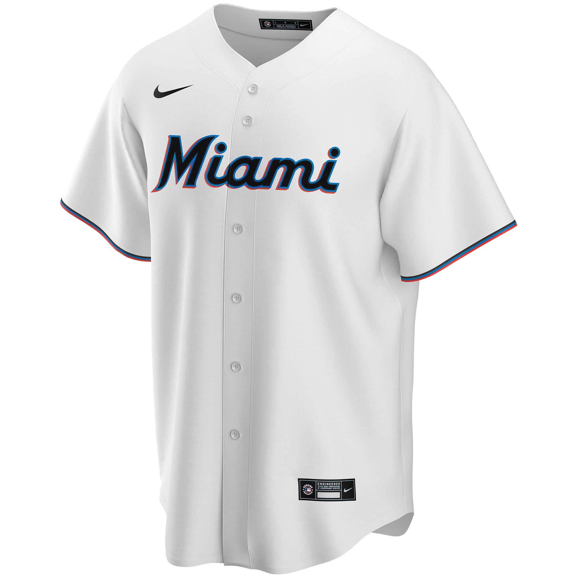 Men's Miami Marlins Nike White Home Replica Custom Jersey - 3