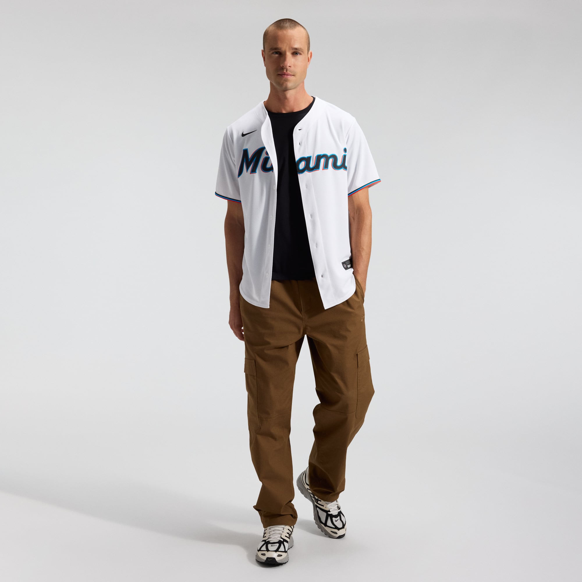 Men's Miami Marlins Nike White Home Replica Team Jersey - 4