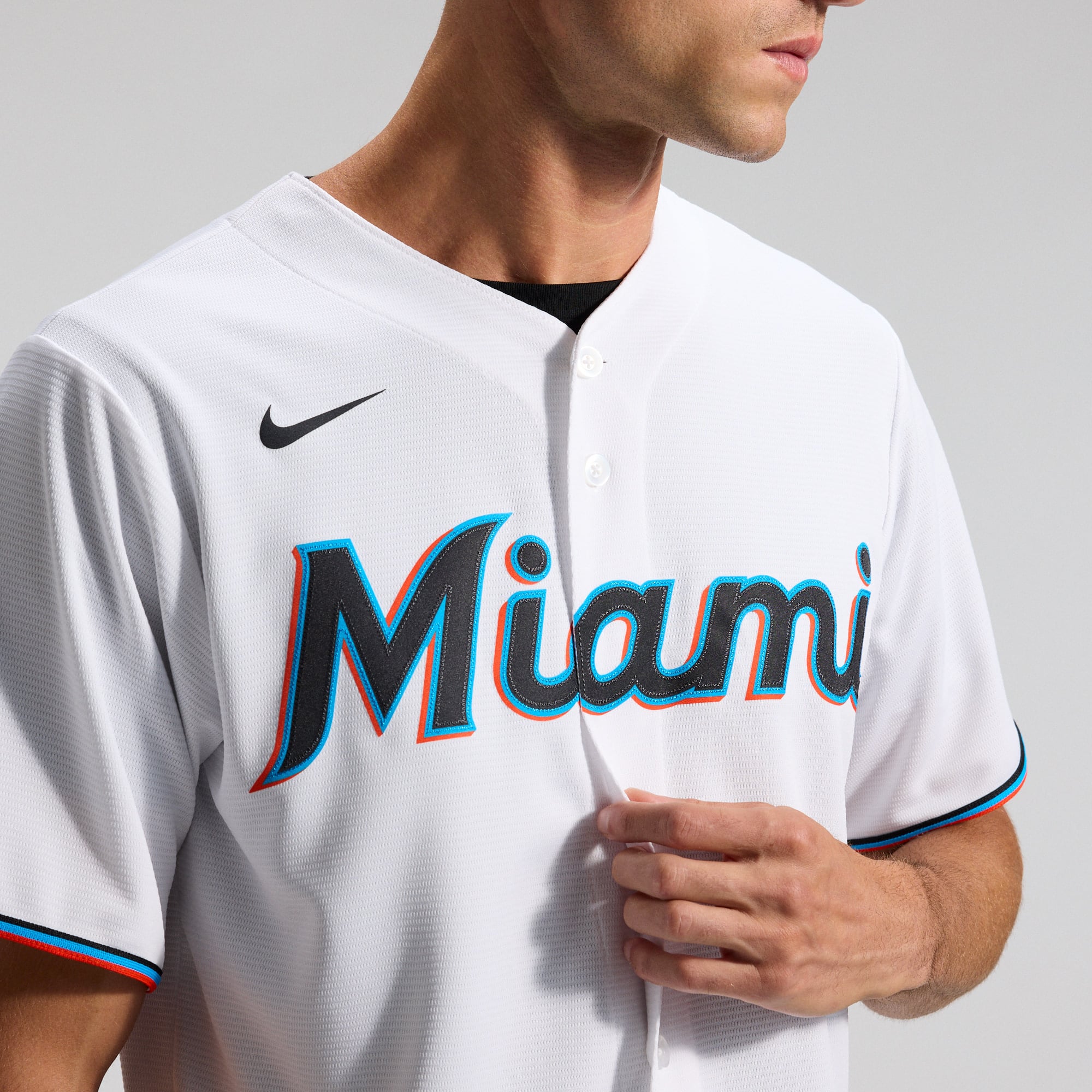 Men's Miami Marlins Nike White Home Replica Team Jersey - 9
