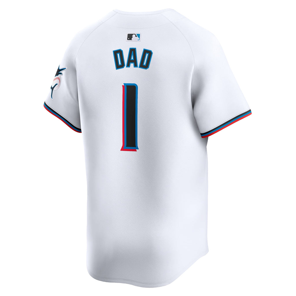 Men's Miami Marlins Nike White #1 Dad Home Limited Jersey - 4