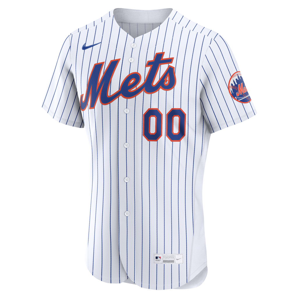 Men's New York Mets Nike White Home Authentic Custom Jersey - 3