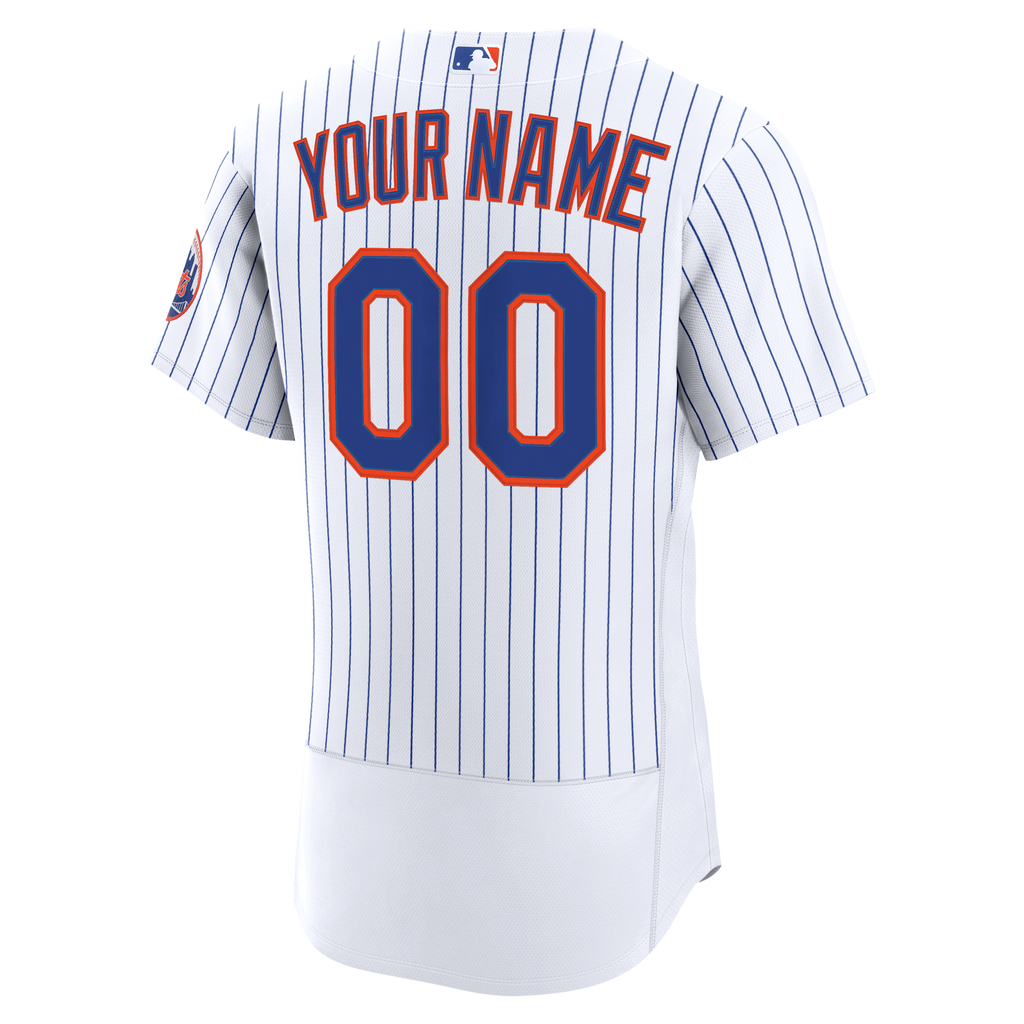 Men's New York Mets Nike White Home Authentic Custom Jersey - 4