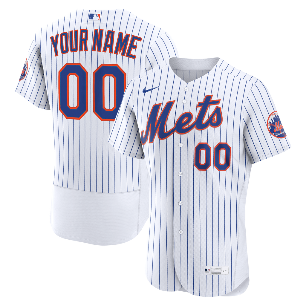Men's New York Mets Nike White Home Authentic Custom Jersey