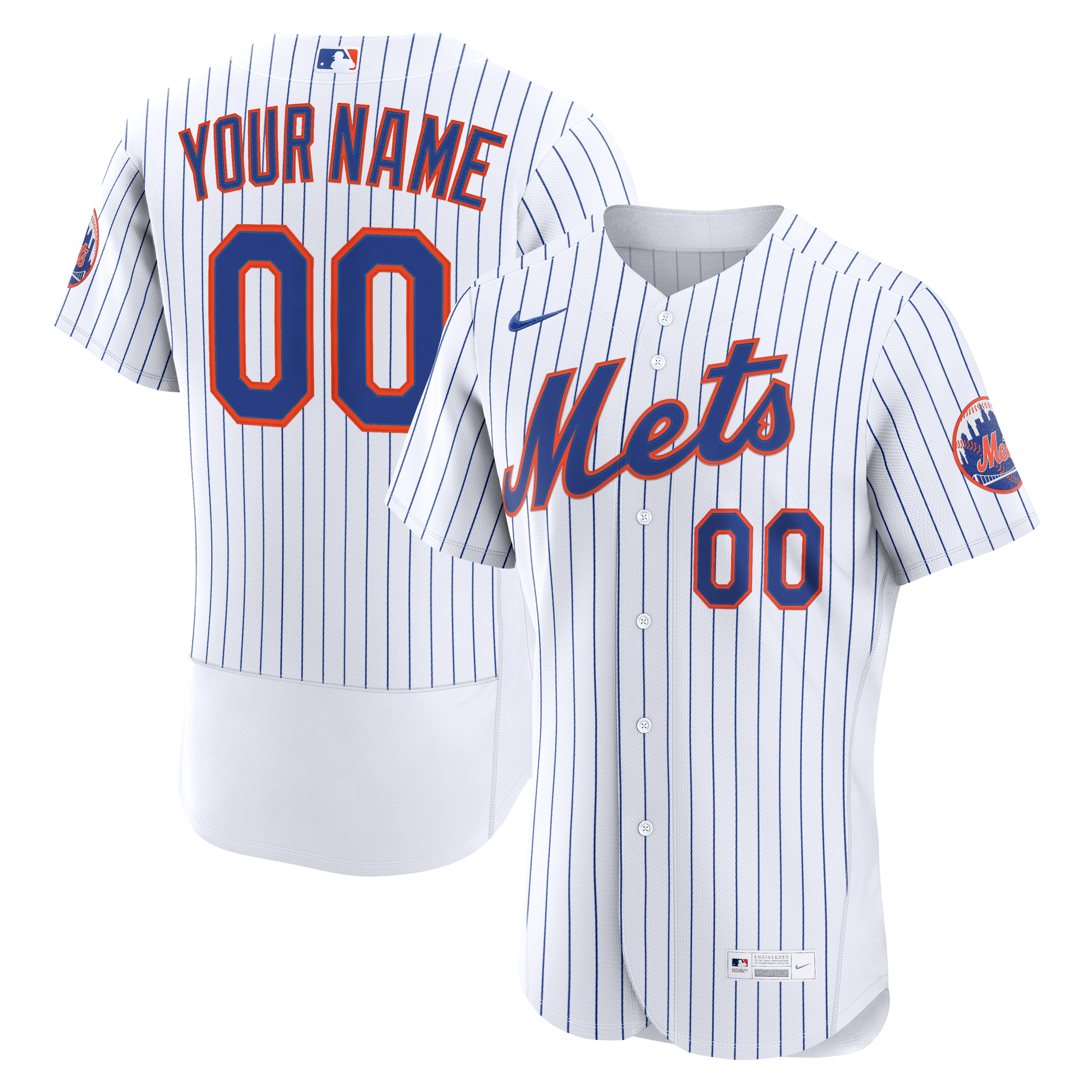 Men's New York Mets Nike White Home Authentic Custom Jersey